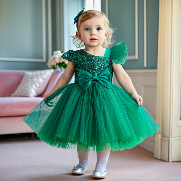 Sparkle Princess One Sleeve Special Occasion Dress for Babies & Little Girls