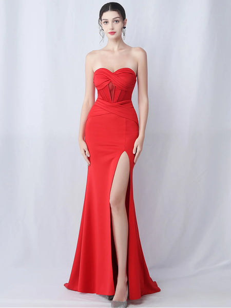 Paige Strapless Sweetheart Formal Dress with Thigh Slit