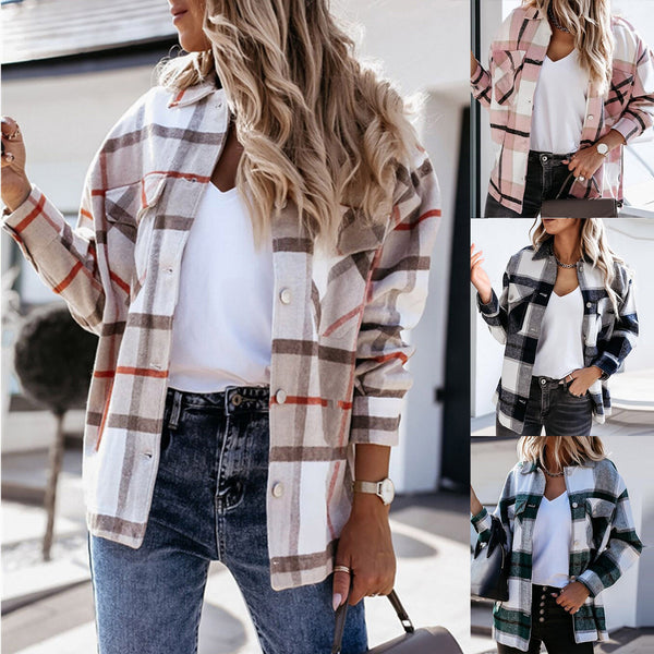The Autumn Plaid Shacket with Silver Buttons for Women & Teens