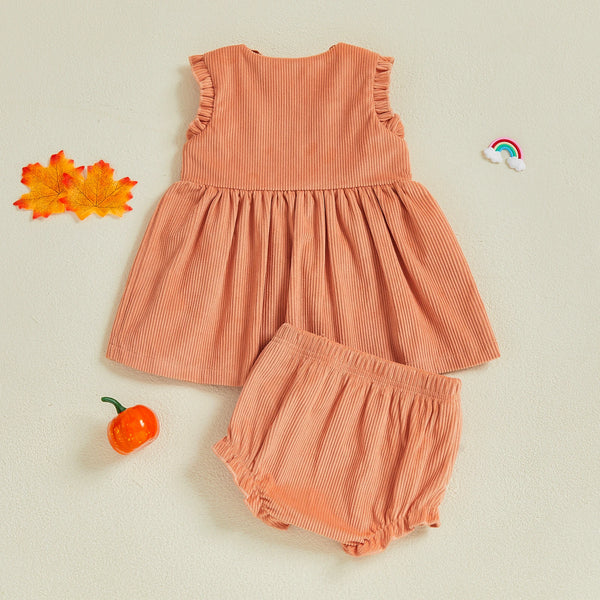 Little Pumpkin Orange Corduroy Outfit for Baby & Toddler Girls