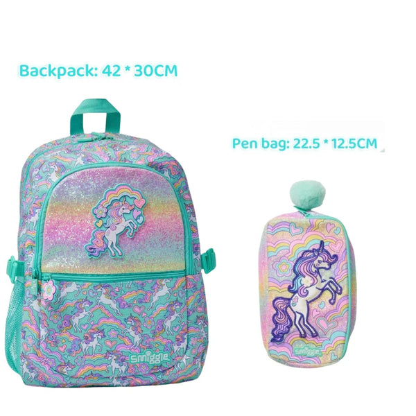 Smiggle® Pastel Unicorn Sparkly Large Capacity Backpack & Accessories
