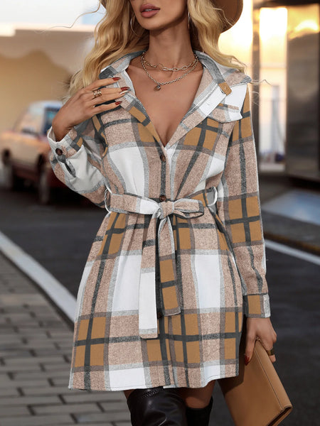 Ella Plaid Tie Waist Dress for Women & Teens
