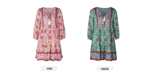 Jill Floral Boho Beach Dress for Women