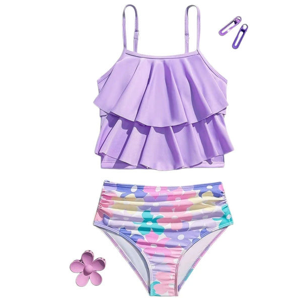 Flower Goals Lavender Ruffles Tankini for Girls & Tweens