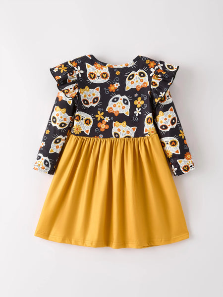 Dia De Los Muertos Kitty Twirl Dress