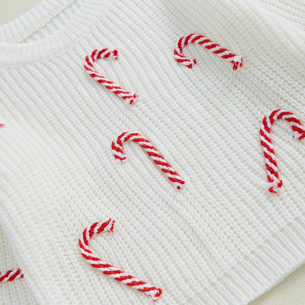 Candy Canes Oversized Holiday Sweater for Baby & Toddler Girls