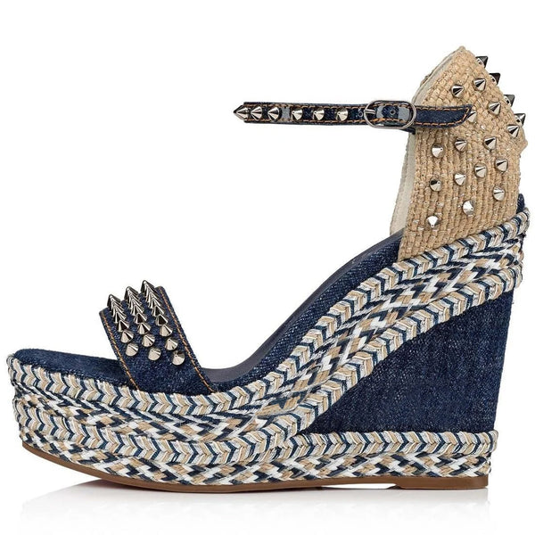 The Denim & Studs Spikey Sassy Wedge Sandal for Women