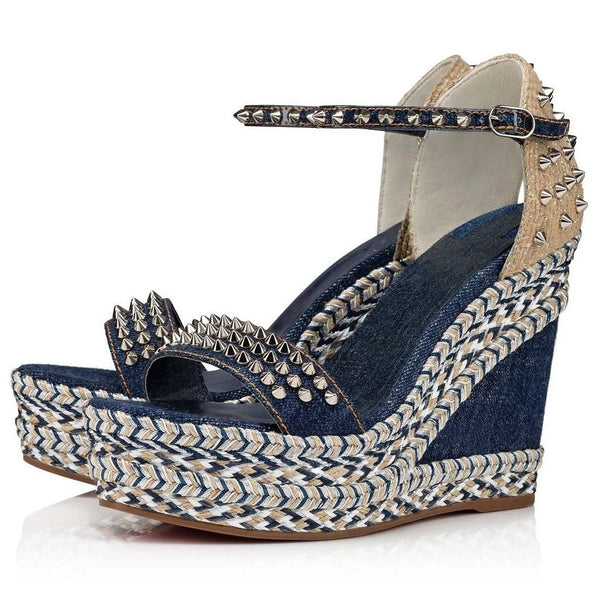 The Denim & Studs Spikey Sassy Wedge Sandal for Women