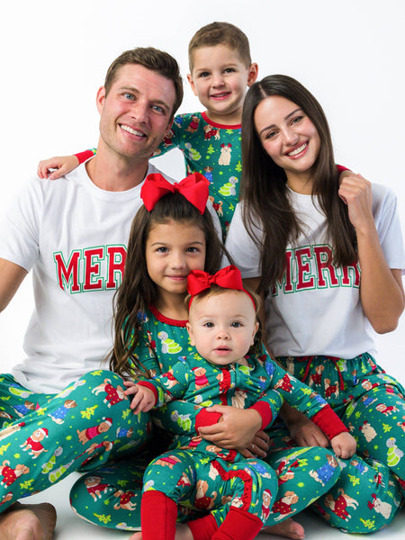 SoftSnooze™ Bamboo Viscose Paw-liday Pals Christmas Dogs Pajamas for Men, Women, Girls & Babies