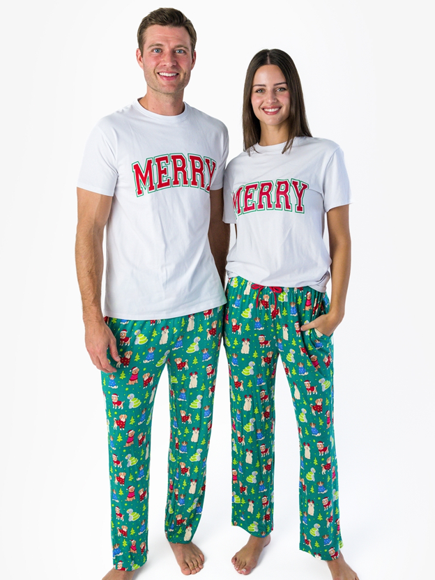 SoftSnooze™ Bamboo Viscose Paw-liday Pals Christmas Dogs Pajamas for Men, Women, Girls & Babies