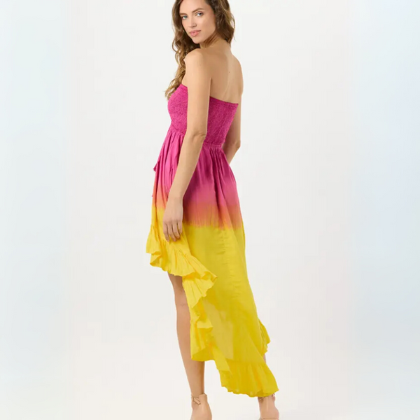 Women's Aila Maxi Dress in Fuscia Ombre Yellow