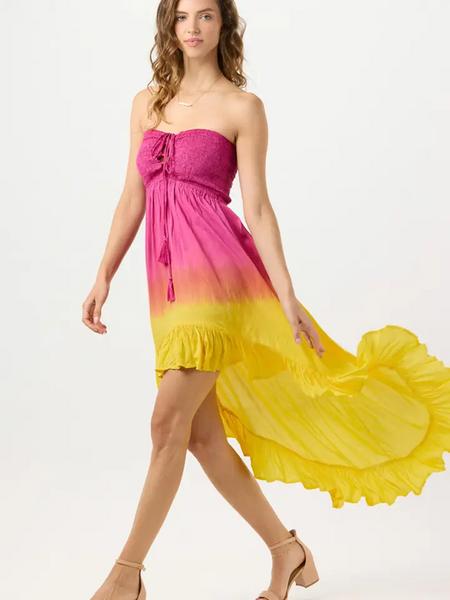 Women's Aila Maxi Dress in Fuscia Ombre Yellow