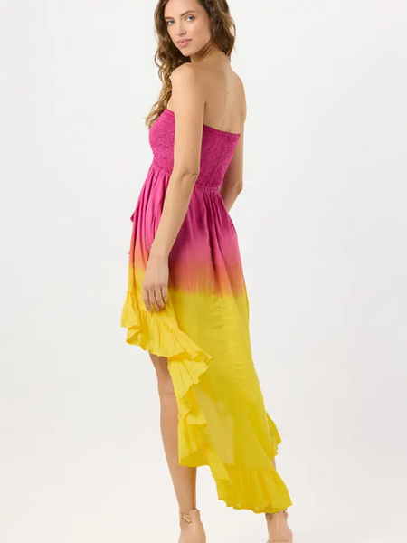 Women's Aila Maxi Dress in Fuscia Ombre Yellow