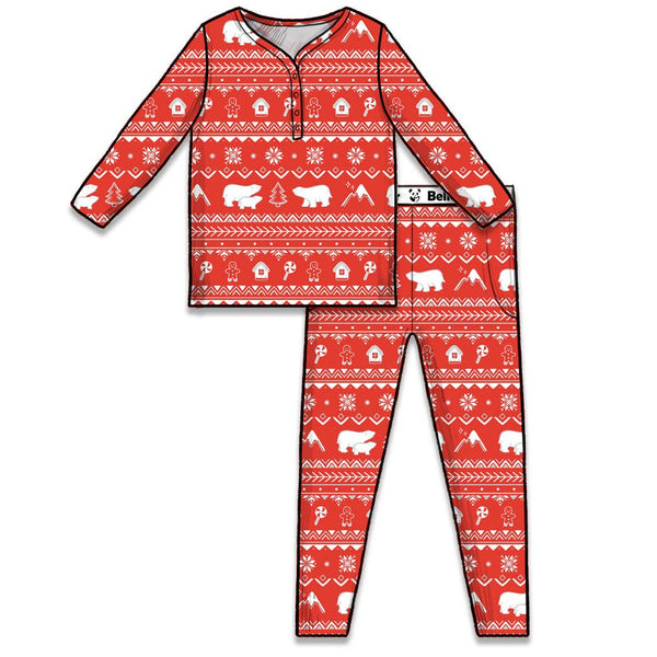 Polar Isle Red Luxuriously Soft Bamboo PJ Set for Men, Women, Kids & Babies