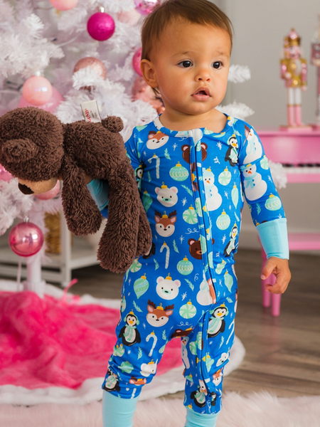 SoftSnooze™ Adult Bamboo Viscose Frosty Friends Pajamas for Men, Women, Kids & Babies