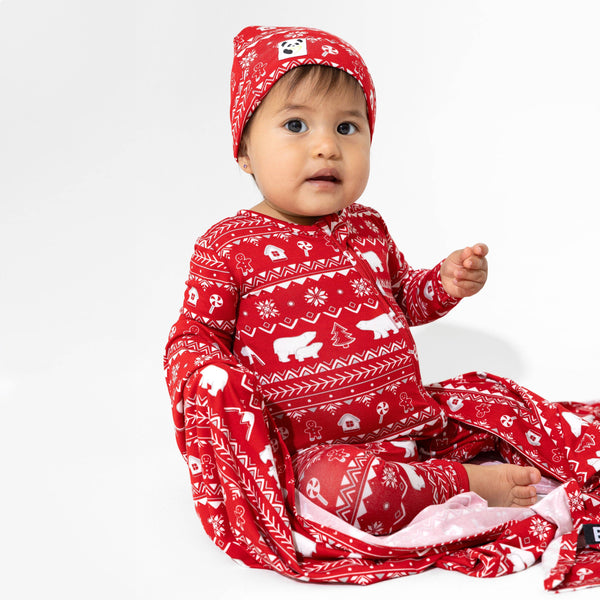 Polar Isle Red Luxuriously Soft Bamboo PJ Set for Men, Women, Kids & Babies