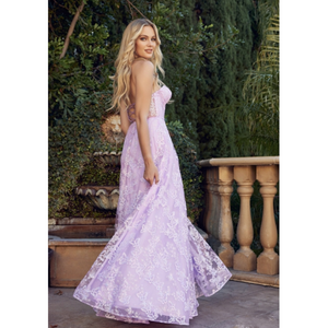 Butterfly Glitter Embroidered Gown with Corset Top