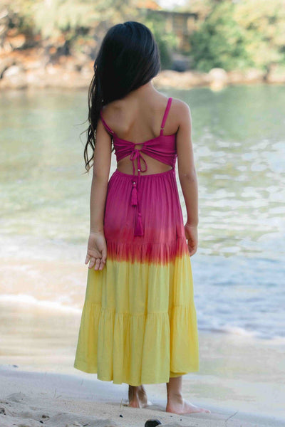 Girls' Avisa Dress in Fuchsia Ombre Yellow