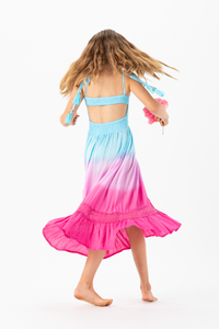 Kids Avalon Dress in Turquoise Violet Ombre