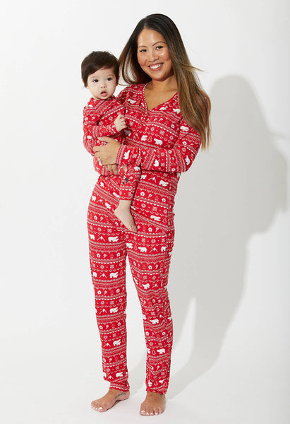 Polar Isle Red Luxuriously Soft Bamboo PJ Set for Men, Women, Kids & Babies