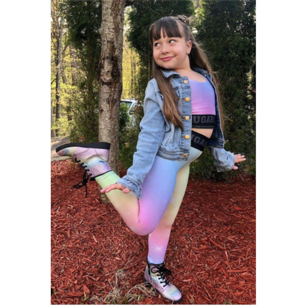 Unicorn Dreams Pastel Rainbow Leggings for Girls, Tweens & Teens