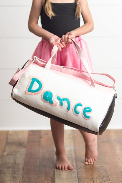 Pink & Blue Fuzzy Letter Weekender Dance Travel Bag