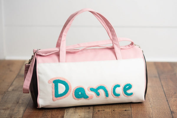 Pink & Blue Fuzzy Letter Weekender Dance Travel Bag