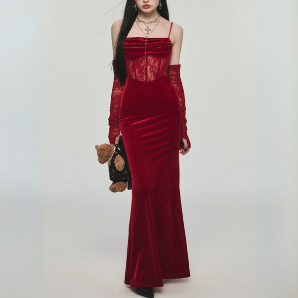 Davina Lace Corset Velvet Special Occasion Dress for Women