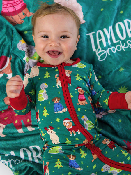 SoftSnooze™ Bamboo Viscose Paw-liday Pals Christmas Dogs Pajamas for Men, Women, Girls & Babies