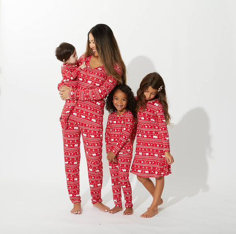 Polar Isle Red Luxuriously Soft Bamboo PJ Set for Men, Women, Kids & Babies