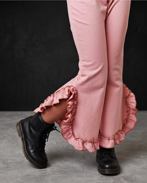 Dusty Pink Ruffle Pocket Lounge Set for Girls
