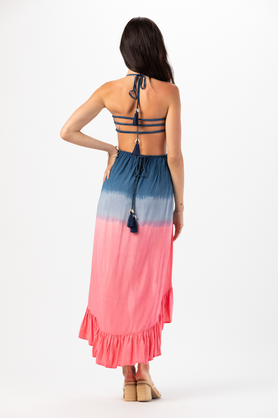 Naia Midi Dress in Navy Pink Ombre for Women & Teens