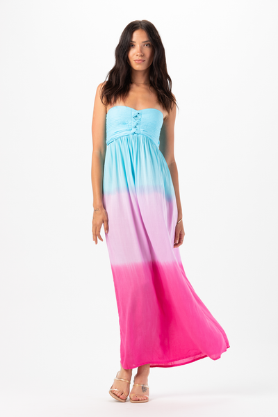 Jasmine Maxi Dress in Turquoise Violet Ombre