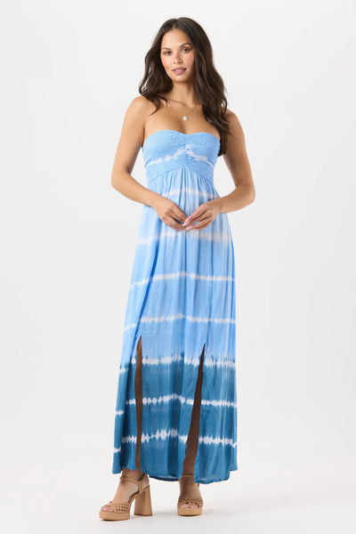 Emilia Maxi Dress in Blue Ombre Stripe