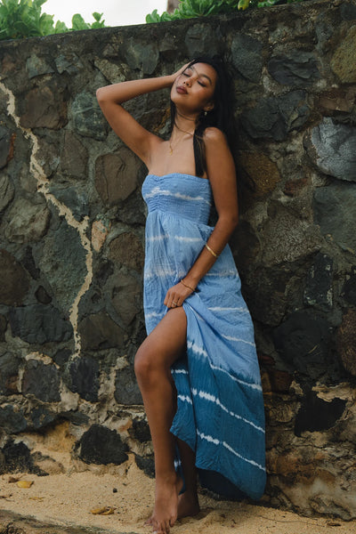 Emilia Maxi Dress in Blue Ombre Stripe