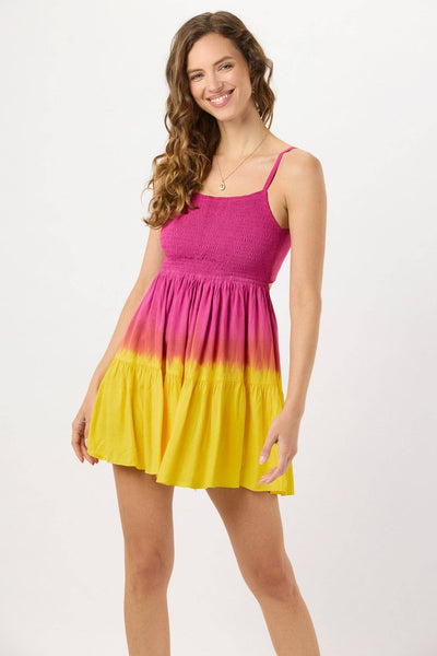 Avisa Mini Dress in Fuchsia Ombre Yellow for Women