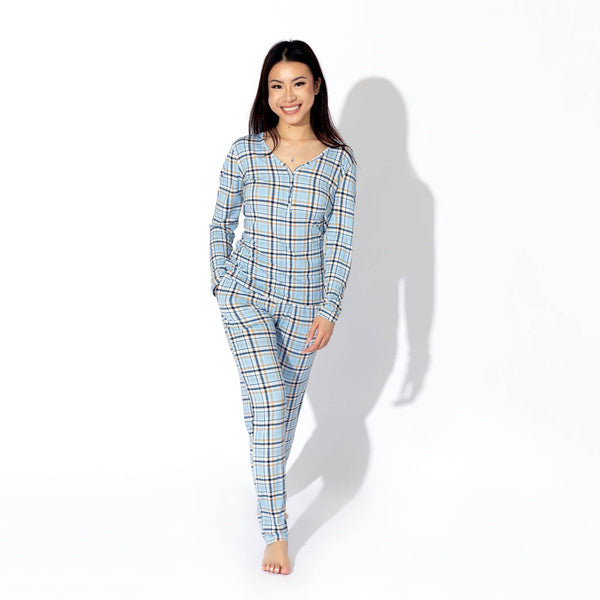 Holiday Plaid Blue Luxuriously Soft Bamboo PJ Set for Men, Women, Kids & Babies