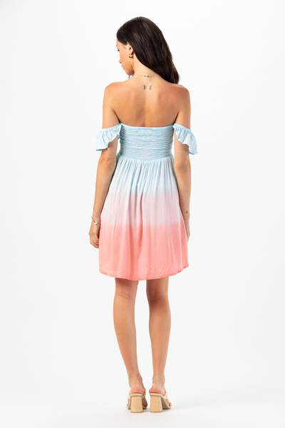 Hollie Mini Dress in Aqua Mauve Rose Ombre