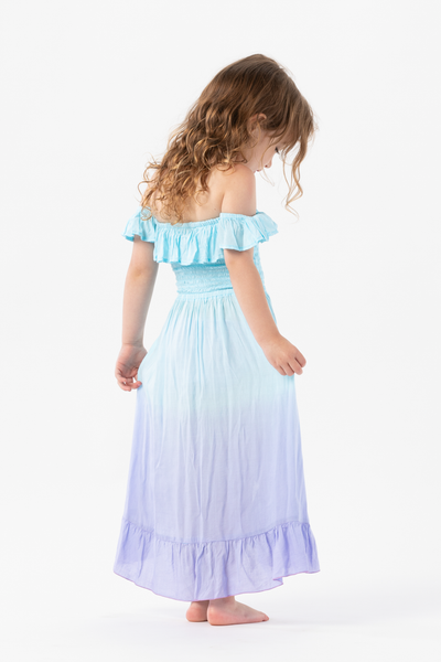 Kids Mackenna Dress in Aqua Lavender Ombre