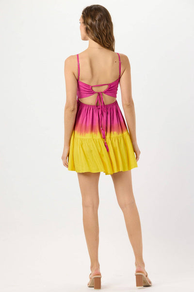 Avisa Mini Dress in Fuchsia Ombre Yellow for Women