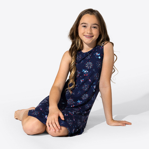 Fireworks Bamboo Girls' Sleeveless Lounge Dress