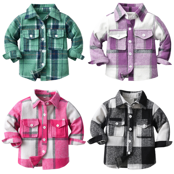 Girls Classic Plaid Shacket for Babies, Toddlers, Girls & Tweens