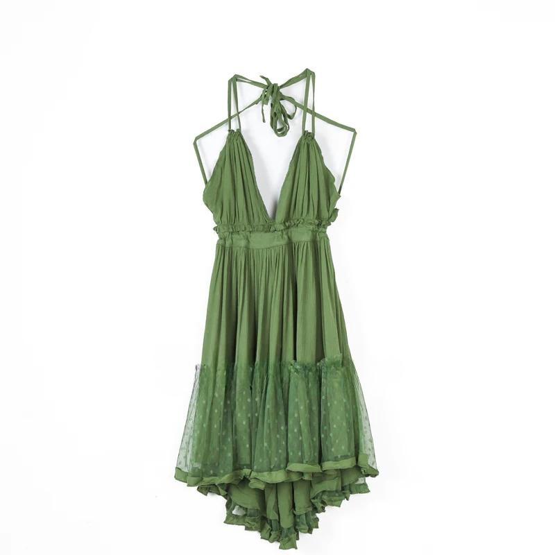 green boho mini dress The Boho Halter High-Lo Mini Dress for Women & Teens – Jadey's Closet