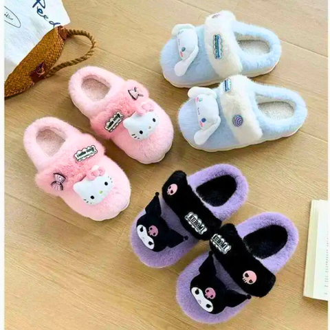 So Chic Hello Kitty™, Cinnamoroll™, or Kuromi™ Fluffy Slipper Slides for Teens & Women