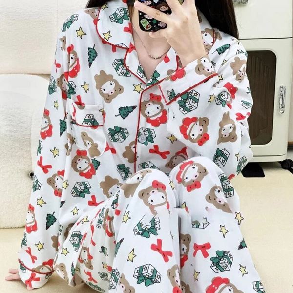 Hello Kitty Christmas Button Down Pj Set for Girls, Teens & Women