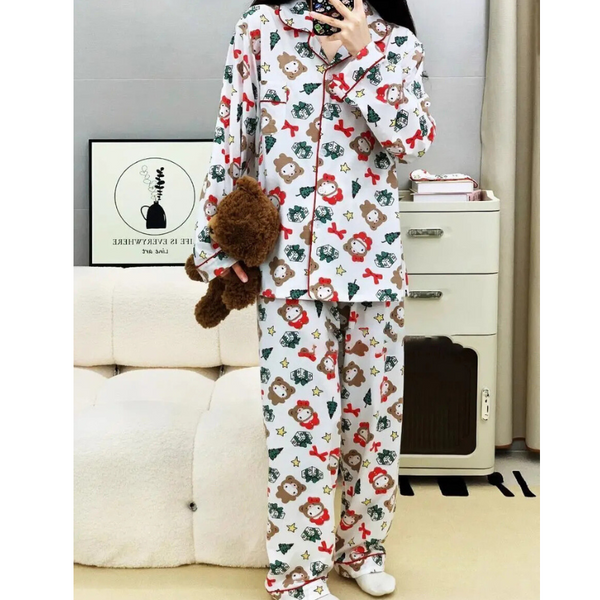 Hello Kitty Christmas Button Down Pj Set for Girls, Teens & Women