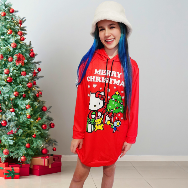 Hello Kitty & Friends Christmas Hoodie Dress for Tweens, Teens & Women