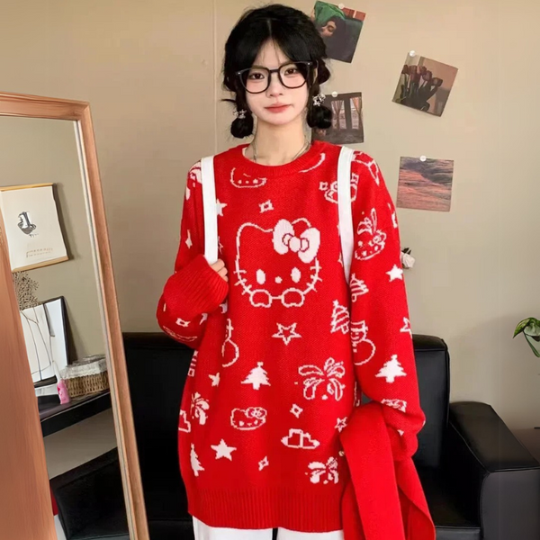 Hello Kitty Over-Sized Holiday Sweater for Teens & Women