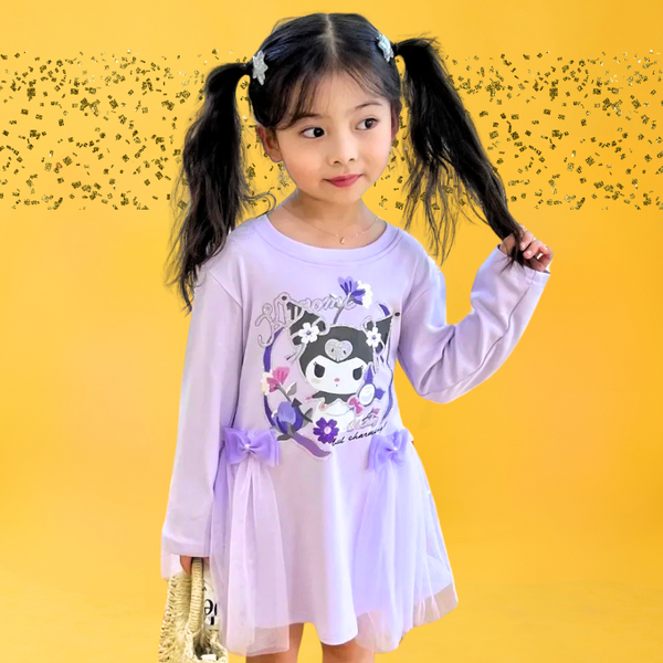 Hello Kitty Friends Cute Glam Dress in Cinnamoroll, Kuromi, or My Melody for Toddler & Little Girls