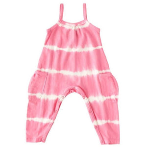 Baby Girls Gathered Front Tank Romper - Wild Orchid Tie Dye
